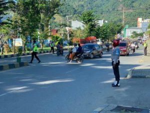 Antisipasi Kemacetan Lalu Lintas, Polresta Jayapura Kota Gelar Strong Poin Pagi