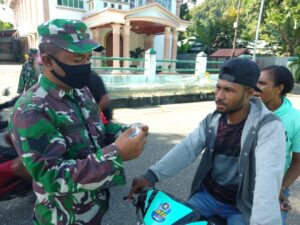 Kodim 1709/Yawa Lakukan Penertiban, Pendisiplinan Protokol Kesehatan