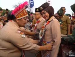 Pembukaan Rainas XII, Ka Kwarda Papua Kristhina Luluporo Sambut Wapres Ma’ruf Amin dan ibu Wury Estu Handayani