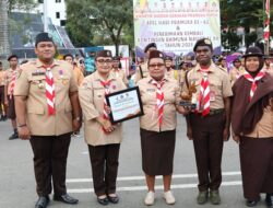 Peringati Hari Pramuka ke-62, Kwarcab Papua Gelar Apel Sekaligus Penerimaan Kembali Peserta Raimuna XII dan Jambore Dunia