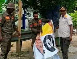 Sisa Alat Peraga Kampanye di Kota Jayapura Dibersihkan Pada H-1