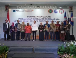 Manajemen dan Serikat Pekerja Tandatangani PKB, Menaker : Freeport Contoh Baik Bagi Perusahaan Lain