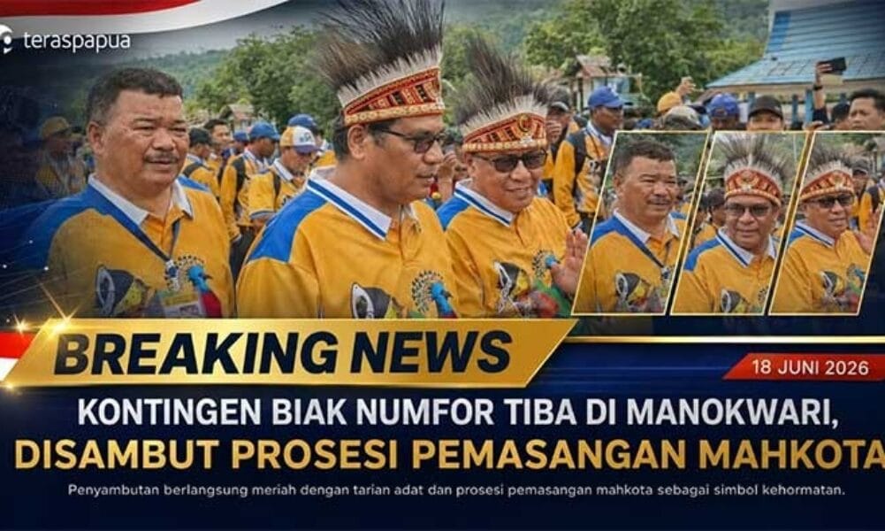 Kontingen Pesparawi Biak Tiba di Manokwari, Disambut Prosesi Pemasangan Mahkota