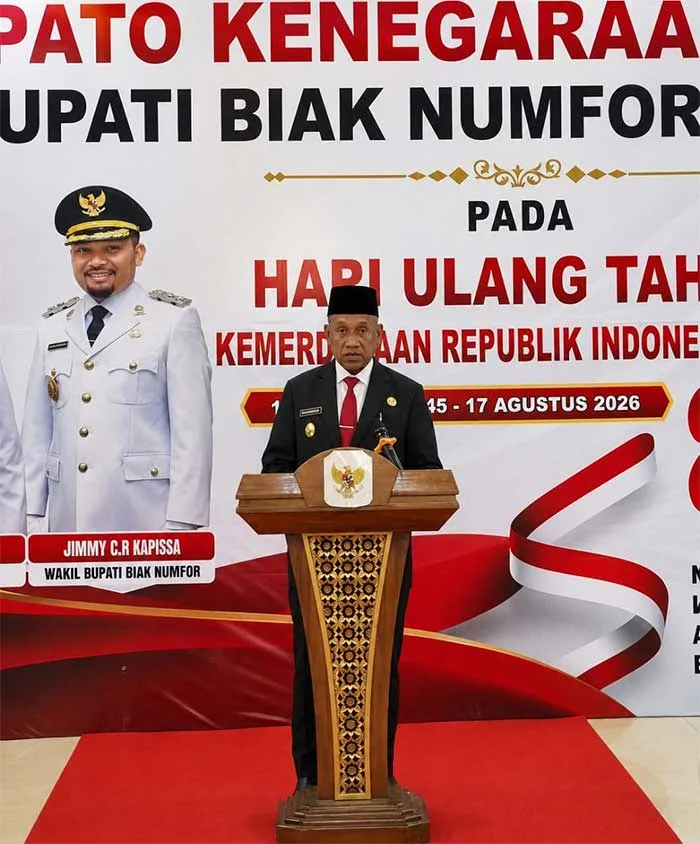 Bupati Markus Mansnembra: Kemerdekaan Harus Hadir dalam Pembangunan yang Adil dan Merata